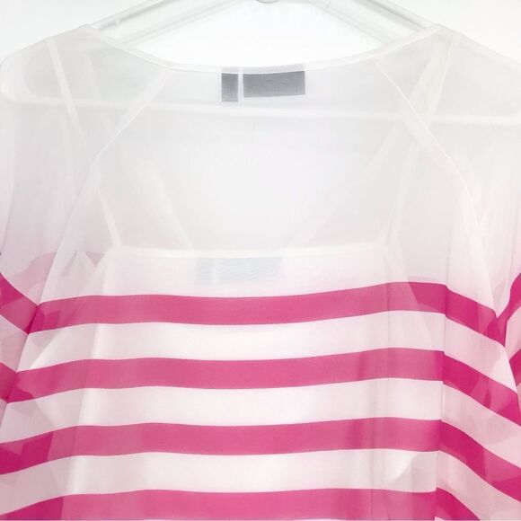 Apt. 9 Pink Striped Lightweight Chiffon Nautical Blouse with Cami Tank - Picture 6 of 16